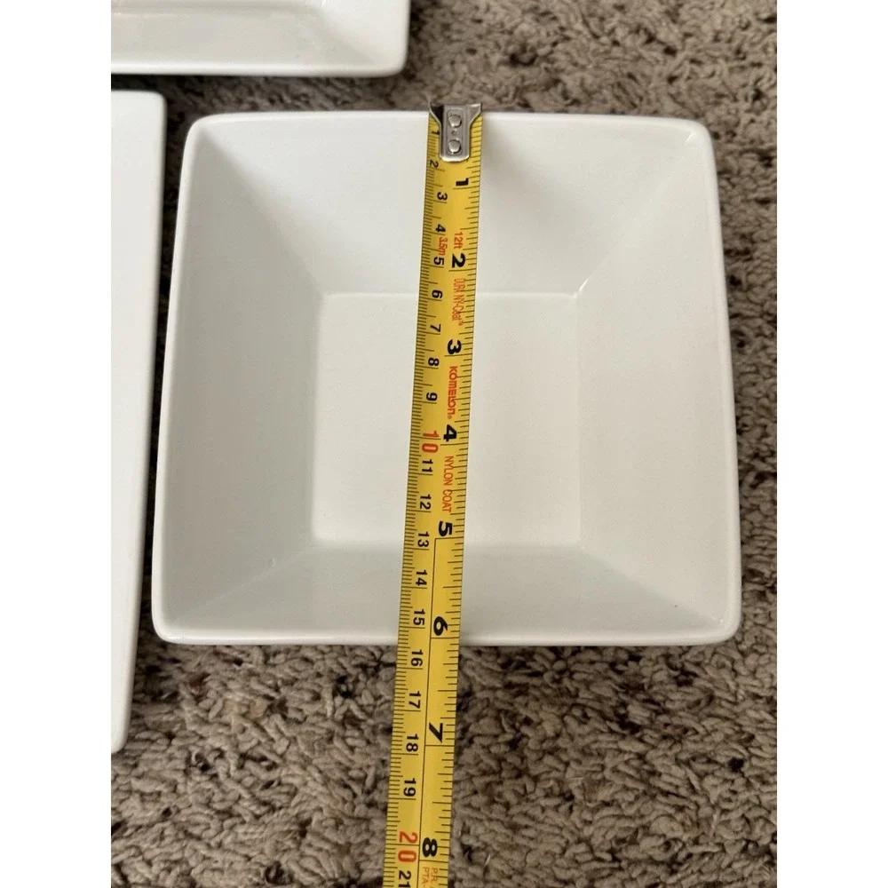 Canopy‎ Square White Dinner Salad Plate Cereal Soup Bowl HEAVY 3 Piece Set
